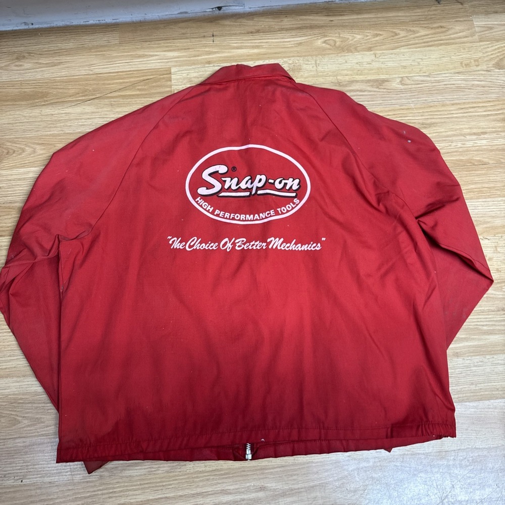 Vintage 1960s  Red Snap-on Tools Full Zip Light Weight Jacket Men's XL